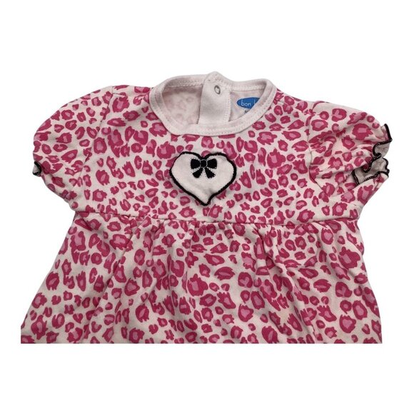 Bon Bebe Baby Girl Pink Leopard Print Bodysuit With Heart Bow Medium 3-6M - Picture 2 of 9